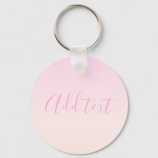 Jouw tekst | Elegant Script & Zachte Blush Roze Om Sleutelhanger (Voorkant)