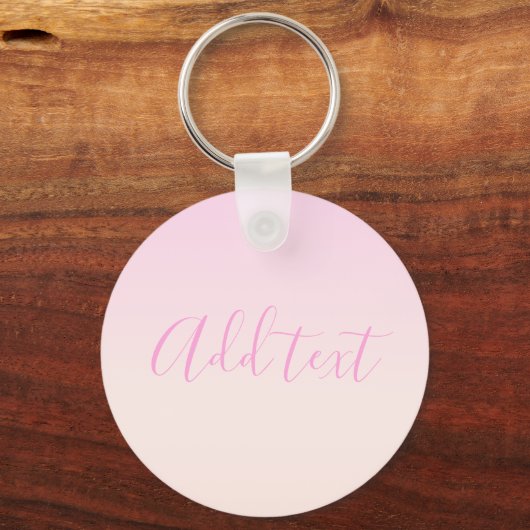 Jouw tekst | Elegant Script & Zachte Blush Roze Om Sleutelhanger (Voorkant)