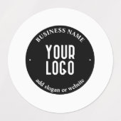 Jouw tekst en geüploade Logo | Bewerkbaar zwart-wi Labels (Design 2)