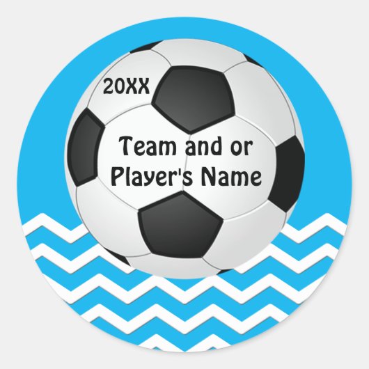 Jouw tekst en Team Kleuren Chevron Voetbal Sticker (Voorkant)