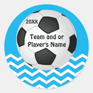 Jouw tekst en Team Kleuren Chevron Voetbal Sticker