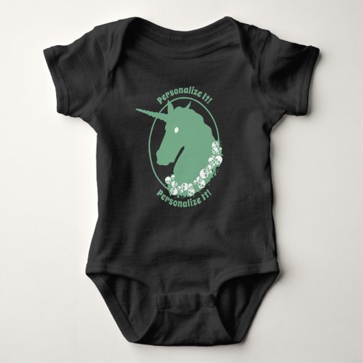 JOUW TEKST Green Zombie Unicorn Romper (Voorkant)
