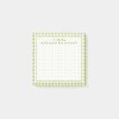 Jouw tekst |  groene mint Gingham Post-it® Notes (Voorkant)