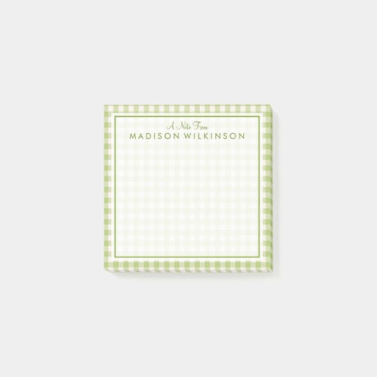 Jouw tekst | groene mint Gingham Post-it® Notes (Voorkant)