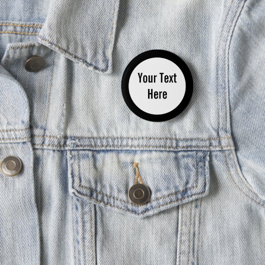 Jouw tekst Here Black Border Custom Button (In situ)