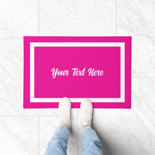 Jouw tekst Here Script Modern Doormat Pink Deurmat (Binnen)