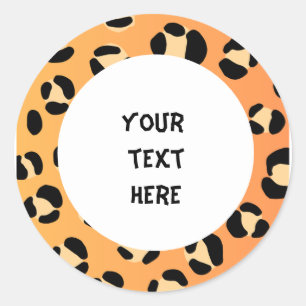 jouw tekst hier Leopard stijl Ronde Sticker