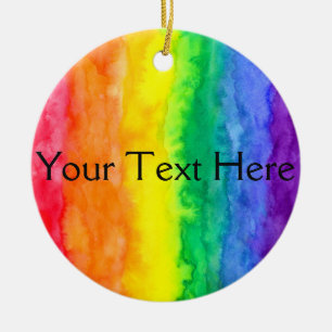 jouw tekst hier Rainbow Wash Circle Ornament