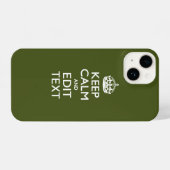 Jouw tekst houdt kalm en op olijvengroen iPhone hoesje (Achterkant horizontaal)