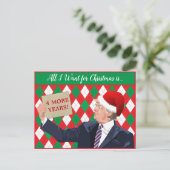 Jouw tekst Kerst Trump 2024 Santa Hat Rood/Groen Briefkaart (Staand voorkant)