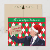 Jouw tekst Kerst Trump 2024 Santa Hat Rood/Groen Briefkaart (Voorkant / Achterkant)