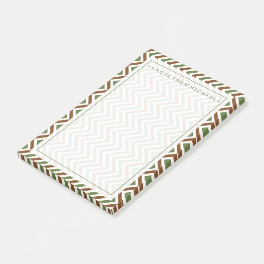 Jouw tekst | Khaki Chevron Post-it® Notes (Schuin)