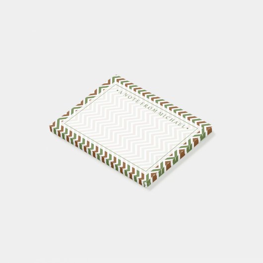 Jouw tekst | Khaki Chevron Post-it® Notes (Schuin)