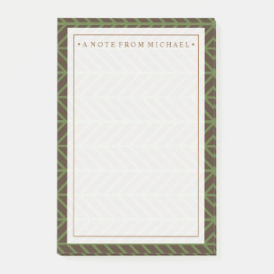 Jouw tekst Khaki Herringbone Post-it® Notes