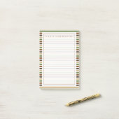 Jouw tekst | Khaki Stripes Post-it® Notes (Op bureau)