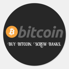 Jouw tekst/Kleur Kopen Bitmuntschroefbanken Zwarte Ronde Sticker