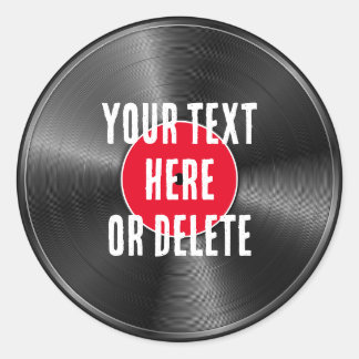 Jouw tekst/Kleur Retro Vinyl Record Album Muziek D Ronde Sticker
