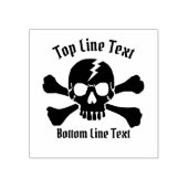 Jouw tekst met een Crossbones DJ Skull Design Rubberstempel (Afrduk)