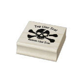 Jouw tekst met een Crossbones DJ Skull Design Rubberstempel (Stempel)