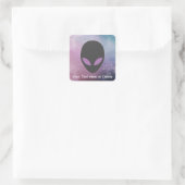 Jouw tekst/oogkleur buitenaards hoofd Schattigee P Vierkante Sticker (Tas)