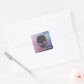 Jouw tekst/oogkleur buitenaards hoofd Schattigee P Vierkante Sticker (Envelop)