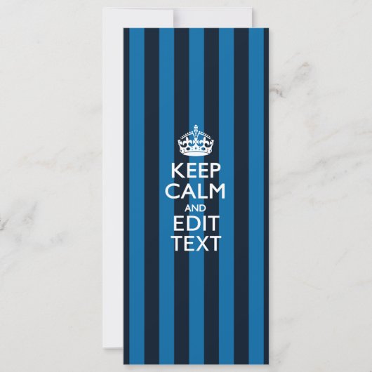 Jouw tekst op "Keep Calm Blue Stripes" (Voorkant)