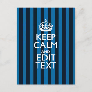Jouw tekst op "Keep Calm Blue Stripes"-decor Briefkaart