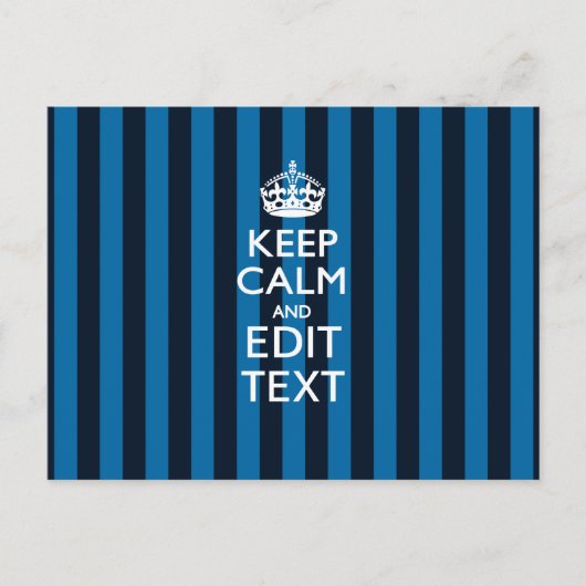 Jouw tekst op "Keep Calm Blue Stripes"-decor Briefkaart (Voorkant)