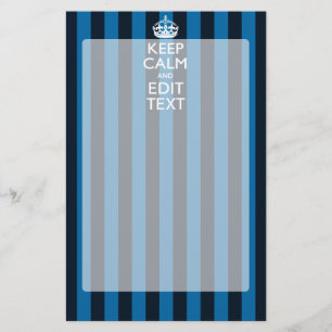 Jouw tekst op "Keep Calm Blue Stripes"-decor Briefpapier