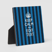 Jouw tekst op "Keep Calm Blue Stripes"-decor Fotoplaat (Voorkant)