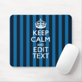 Jouw tekst op "Keep Calm Blue Stripes"-decor Muismat (Met muis)