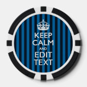 Jouw tekst op "Keep Calm Blue Stripes" Poker Chips (Voorkant)