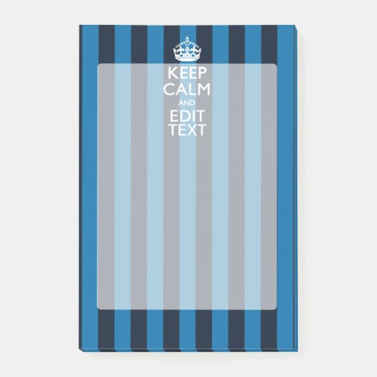 Jouw tekst op "Keep Calm Blue Stripes" Post-it® Notes (Voorkant)
