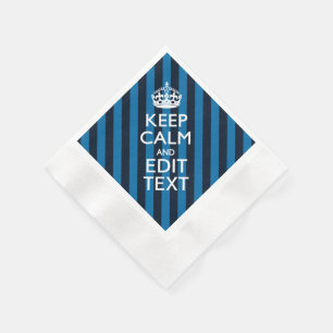 Jouw tekst op "Keep Calm Blue Stripes" Servet