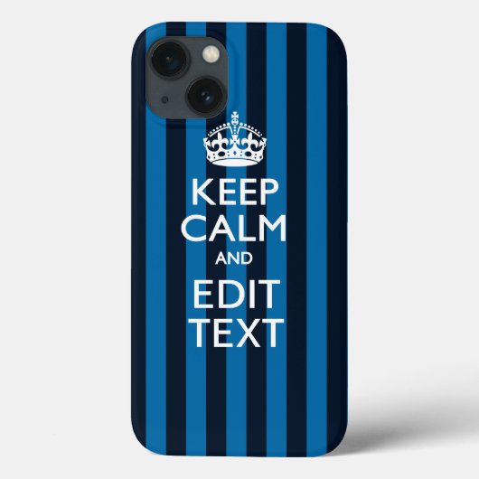 Jouw tekst op 'Keep Calm Blue Stripes'-stijl Case-Mate iPhone Case (Achterkant)