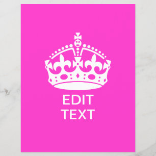 Jouw tekst op "Keep Calm Crown Hot Pink" Flyer