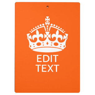 Jouw tekst op "Keep Calm Crown Oranje" Klembord