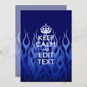 Jouw tekst op "Keep Calm on Blue Racing Flames" (Voorkant / Achterkant)