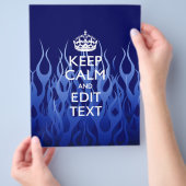 Jouw tekst op "Keep Calm on Blue Racing Flames" Flyer (Hand)
