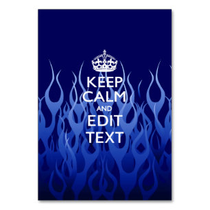 Jouw tekst op "Keep Calm on Blue Racing Flames" Kaart