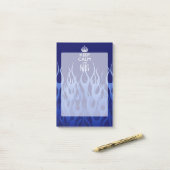 Jouw tekst op "Keep Calm on Blue Racing Flames" Post-it® Notes (Op bureau)