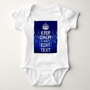 Jouw tekst op "Keep Calm on Blue Racing Flames" Romper