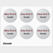 Jouw tekst op ronde golfbal Stickers (Vel)