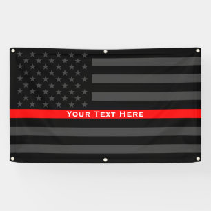jouw tekst op Thin Red Line US-scherm met vlagdeco Spandoek