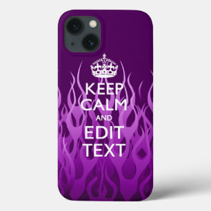 Jouw tekst over "Keep Calm" op Paarse racegevechte iPhone 13 Hoesje