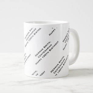 Jouw tekst Pattern All Over Print Zwart/Wit Extra Grote Beker