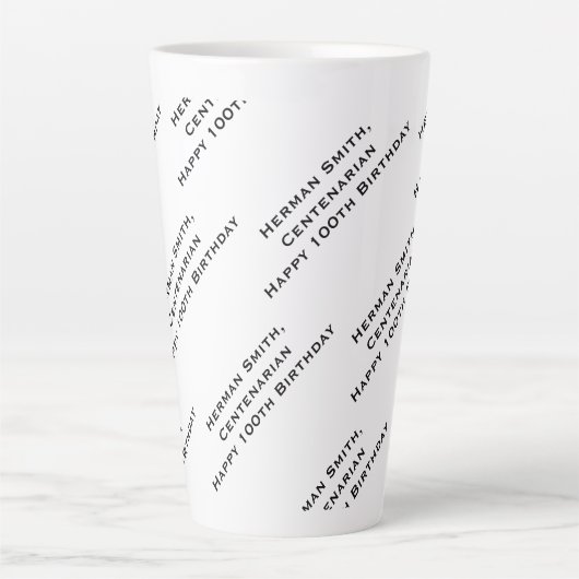 Jouw tekst Pattern All Over Print Zwart/Wit Latte Mok (Voorkant)