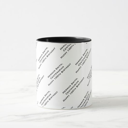 Jouw tekst Pattern All Over Print Zwart/Wit Mok (Midden)