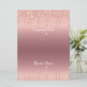 Jouw tekst Roos Gold Blush Glitter Sparkle Drivers Programma (Staand voorkant)