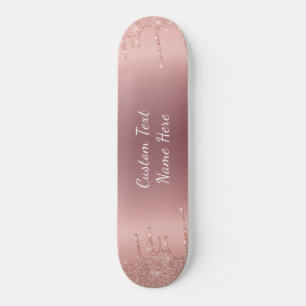 Jouw tekst Roos Gold Blush Glitter Sparkle Drivers Skateboard